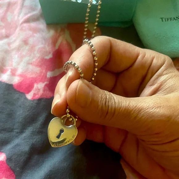 Rare Tiffany Co beaded Heart locket Necklace